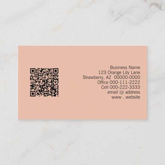 Orange Lily Foto Yoga Instructor QR Code Visitenkarte (Rückseite)