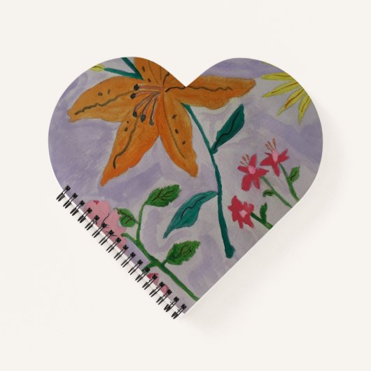 Orange Lily Heart Shaped Notebook Notizblock (Vorderseite)