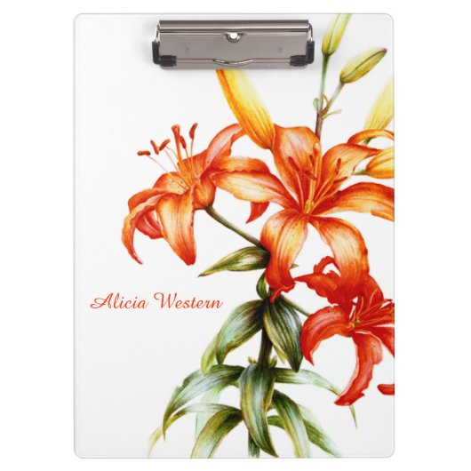 Orange Lily-Lackwand Klemmbrett (Vorderseite)