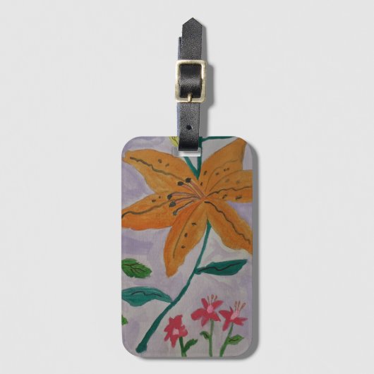 Orange Lily Luggage Tag Gepäckanhänger (Vorderseite Vertikal)