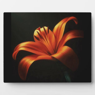 Orange Lily on Black Fotoplatte