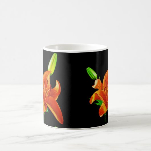 Orange Lily on Black Kaffeetasse (Mittel)