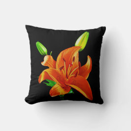 Orange Lily on Black Kissen