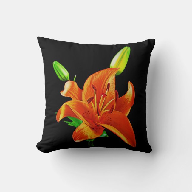 Orange Lily on Black Kissen (Vorderseite)