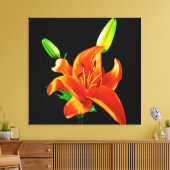 Orange Lily on Black Leinwanddruck (Insitu (Wohnzimmer))