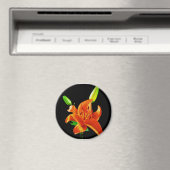 Orange Lily on Black Magnet (In Situ (Geschirrspüler))