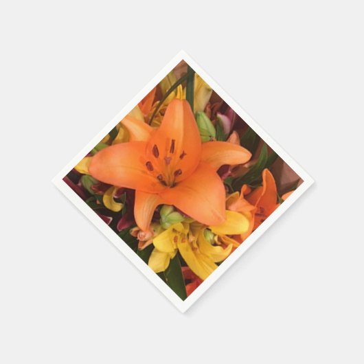 Orange Lily Paper Napkin Serviette (Ecke)