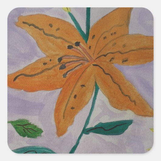 Orange Lily Quadratischer Aufkleber (Vorderseite)