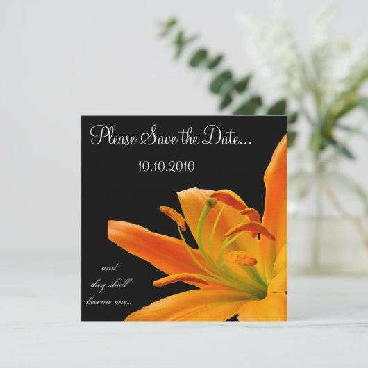 Orange Lily Rettete-the-date Save The Date (Stehend Vorderseite)