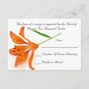 Orange Lily RSVP Karte