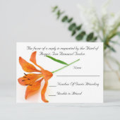 Orange Lily RSVP Karte (Stehend Vorderseite)