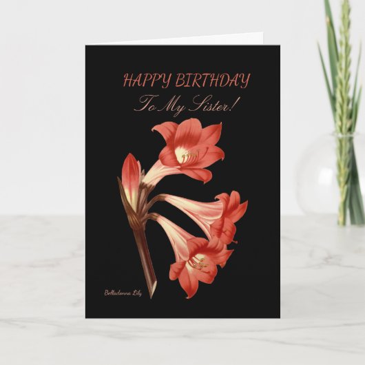 Orange Lily Sister Birthday Karte (Vorderseite)