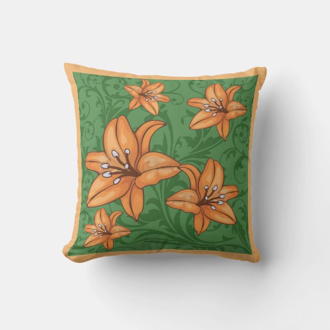 Orange Lily Throw Pillow Kissen (Vorderseite)