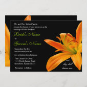 Orange lily Wedding Einladung (Vorne/Hinten)