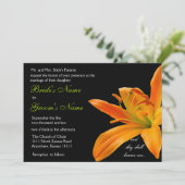 Orange lily Wedding Einladung (Stehend Vorderseite)