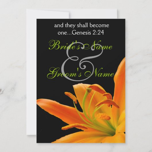 Orange lily Wedding Einladung (Rückseite)