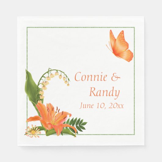 Orange Lily Wedding Napkin Serviette (Vorderseite)