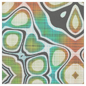 Orange Lime Green Turquoise Bali Batik Muster Stoff (Nahaufnahme)