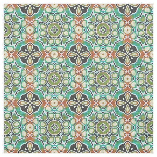 Orange Lime Green Turquoise Bali Batik Muster Stoff (Muster)