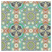 Orange Lime Green Turquoise Bali Batik Muster Stoff (Nahaufnahme)