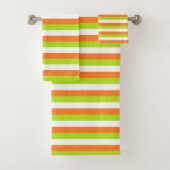 Orange, Limone grüne und weiße Streifen Badhandtuch Set (Insitu)