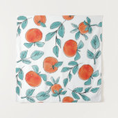 Orange Line Art: nahtloses Muster Wandteppich (Vorderseite (Horizontal))