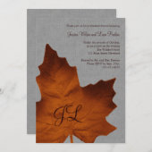 Orange Linen Mit Monogramm Probe Abendessen Einladung (Vorne/Hinten)