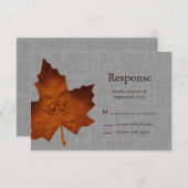 Orange Linen Mit Monogramm UAWG RSVP Karte (Vorne/Hinten)