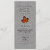 Orange Linen Mit Monogramm Wedding Program Programm (Vorderseite)