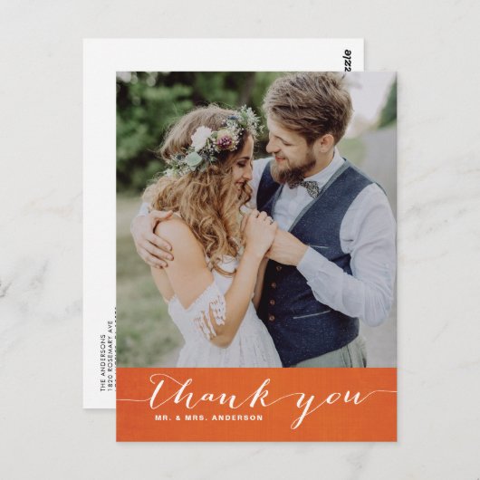 Orange Linen | Skript Vielen Dank Vertical Postcar Postkarte (Vorne/Hinten)