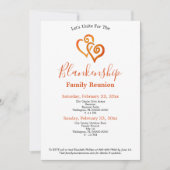 Orange Linked Hearts Family Wiedersehen Template Einladung (Vorderseite)