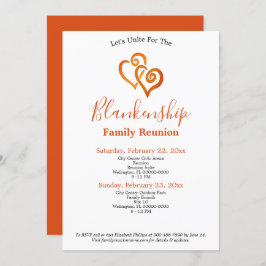 Orange Linked Hearts Family Wiedersehen Template Einladung