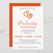 Orange Linked Hearts Family Wiedersehen Template Einladung (Vorne/Hinten)