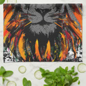 Orange Lion Head - Löwenfront - Löwenküche Handtuc Geschirrtuch (Gefaltet)