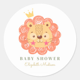 Orange Lion King Baby Dusche Runder Aufkleber