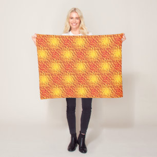 Orange Liquid Fire Interlocking Muster Fleecedecke