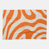 Orange Liquid Swirl Flow Groovy Streifen Y2K Muste Geschirrtuch (Horizontal)