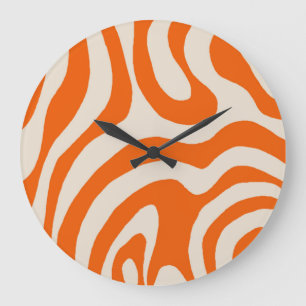 Orange Liquid Swirl Flow Groovy Streifen Y2K Muste Große Wanduhr