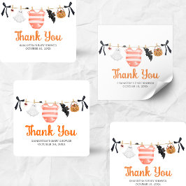 Orange Little Boo Baby Dusche Quadratischer Aufkleber