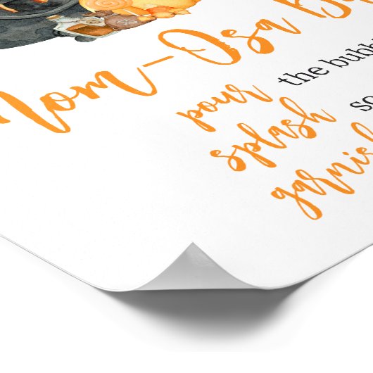 Orange Little Boo Ghost Baby Dusche Mama Osa Bar Poster (Ecke)