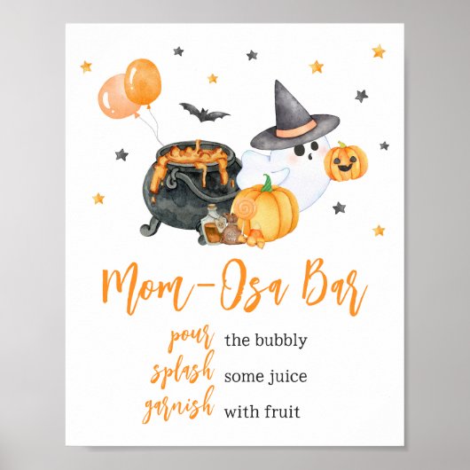 Orange Little Boo Ghost Baby Dusche Mama Osa Bar Poster (Vorne)