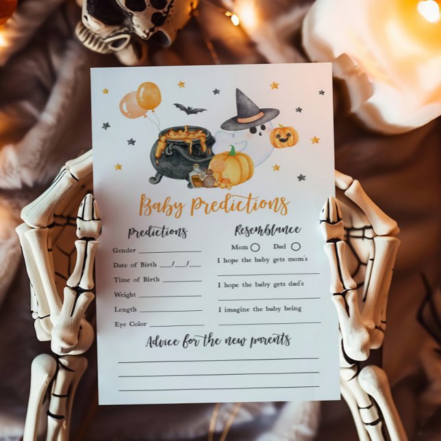 Orange Little Boo Ghost Baby Predictions Game (Ghost Halloween Baby Shower Baby Predictions Game)