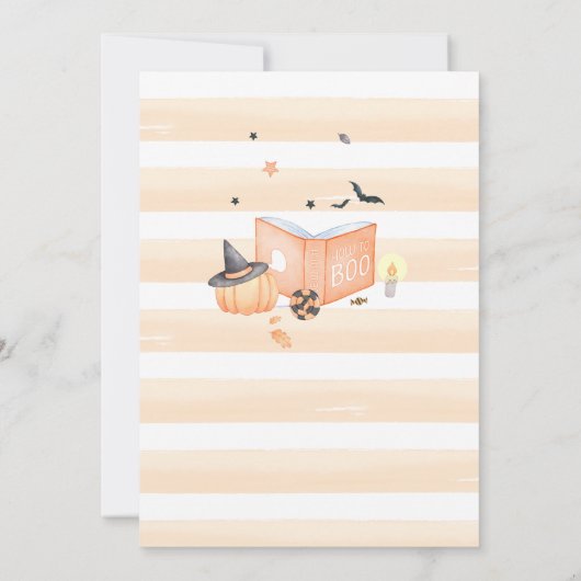 Orange Little Boo Halloween Baby Dusche Einladung (Rückseite)
