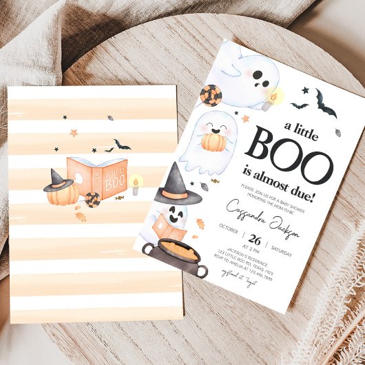 Orange Little Boo Halloween Baby Dusche Einladung