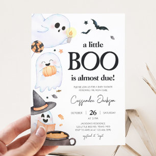 Orange Little Boo Halloween Baby Dusche Einladung