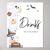 Orange Little Boo Halloween Baby Shower Drinks Poster (Vorne)