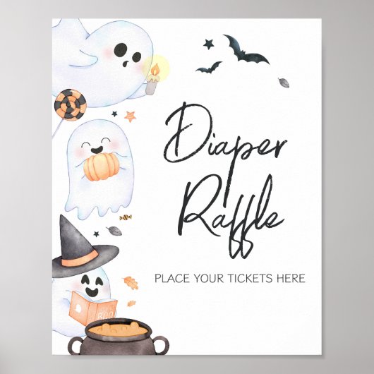 Orange Little Boo Halloween Diaper Raffle Poster (Vorne)