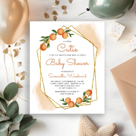 Orange Little Cutie gestreifte Babyparty-Einladung