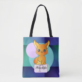 Orange Little Kawaii Sitting Fox Tasche (Vorderseite)