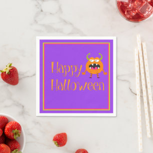 Orange Little Monster Halloween Spaß Kinder Serviette